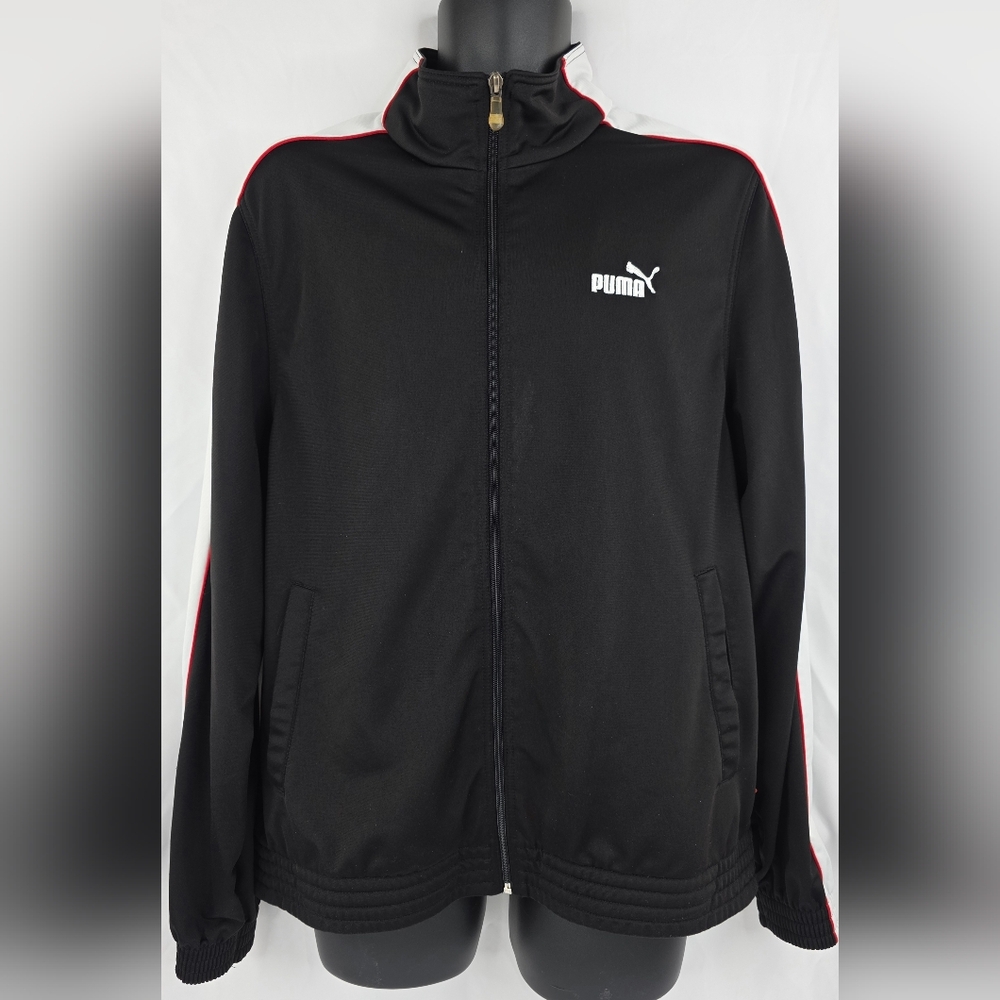 PUMA Men's Black White/Red Arms Track Trainers Jacket Size Medium Y-3377